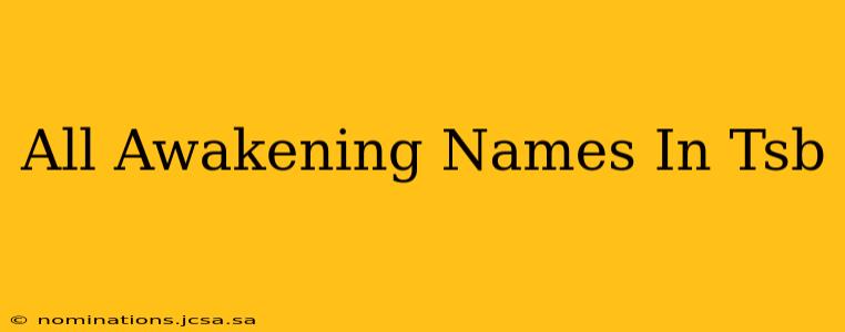 All Awakening Names In Tsb