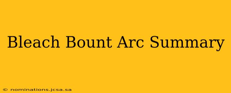 Bleach Bount Arc Summary