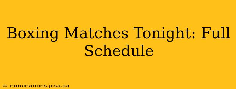 Boxing Matches Tonight: Full Schedule