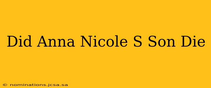 Did Anna Nicole S Son Die