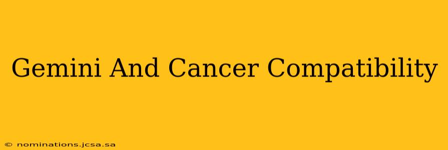 Gemini And Cancer Compatibility