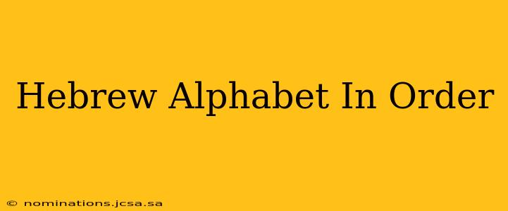 Hebrew Alphabet In Order