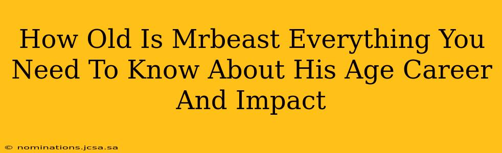 How Old Is Mrbeast Everything You Need To Know About His Age Career And Impact