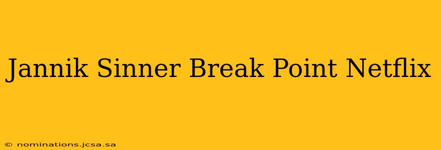Jannik Sinner Break Point Netflix
