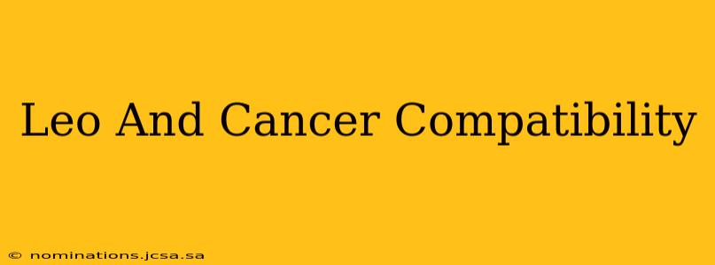 Leo And Cancer Compatibility