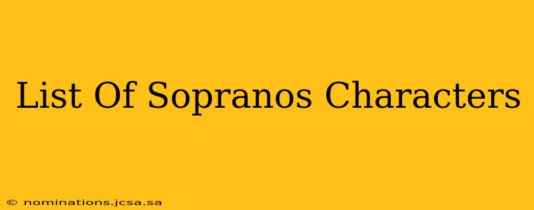 List Of Sopranos Characters