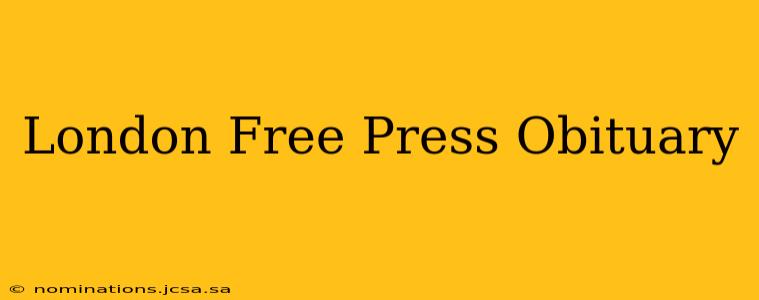 London Free Press Obituary