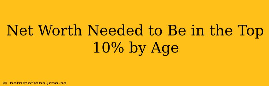 Net Worth Needed to Be in the Top 10% by Age