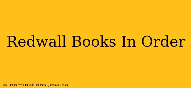 Redwall Books In Order