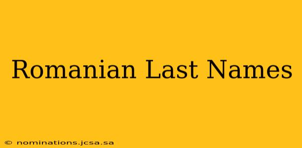 Romanian Last Names