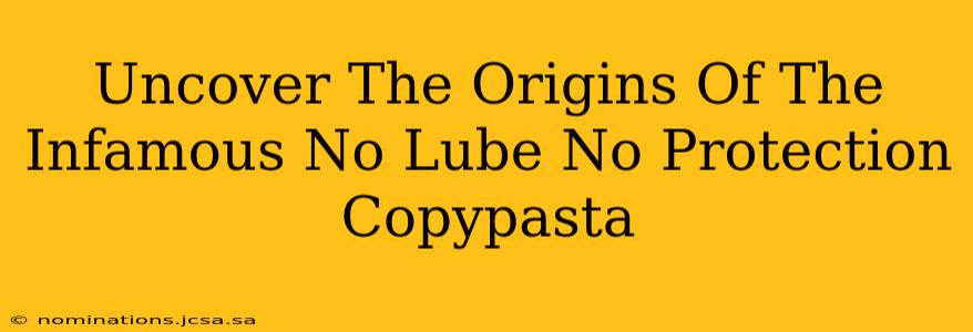 Uncover The Origins Of The Infamous No Lube No Protection Copypasta