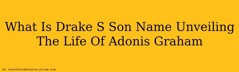 What Is Drake S Son Name Unveiling The Life Of Adonis Graham