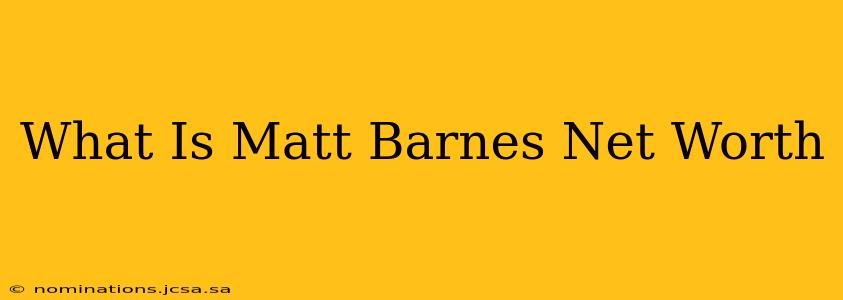 What Is Matt Barnes Net Worth