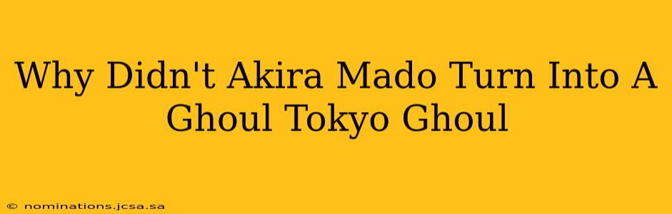 Why Didn't Akira Mado Turn Into A Ghoul Tokyo Ghoul